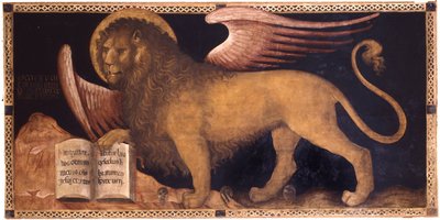 Jacobello del Fiore (ca 1370 - 1439) 圣马可的狮子 布面油画 意大利文艺复兴时期，威尼斯画派 Palazzo Ducale，威尼斯 167x340 绘画 作者 Jacobello del Fiore
