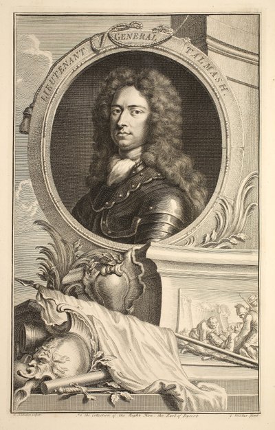 塔尔马什中将的肖像，插图来自“英国杰出人士的头”，酒吧。来自1742年伦敦的Knapton 作者 雅各布斯·霍布拉肯