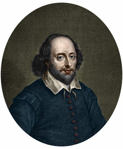 威廉-莎士比亚（1564-1616）的肖像，英国作家。Jacobus Houbraken 1747年的版画。 作者 雅各布斯·霍布拉肯