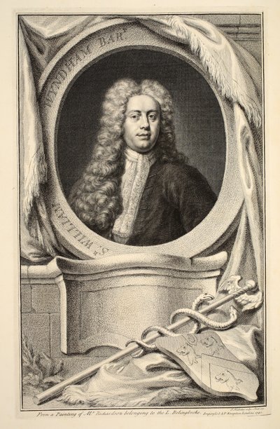 威廉温德姆的肖像，插图来自“英国杰出人物的头”，酒吧。来自1742年伦敦的Knapton 作者 雅各布斯·霍布拉肯