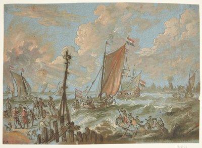 有船只航行的海港 作者 Jacobus Storck
