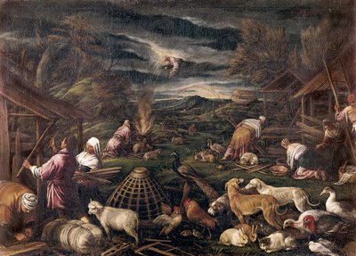 洪水过后没有。 Jacopo da Ponte 的画作，名为 Jacopo Bassano（1515-1592） 作者 哈科波·巴萨诺（Jacopo Bassano）