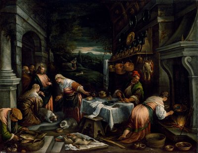 基督在马利亚、马大和拉撒路的家中 作者 哈科波·巴萨诺（Jacopo Bassano）