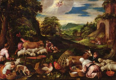 对牧羊人的报喜 作者 哈科波·巴萨诺（Jacopo Bassano）