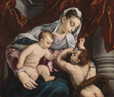圣母子与年轻的施洗者圣约翰 作者 哈科波·巴萨诺（Jacopo Bassano）