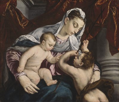 圣母子与年轻的施洗者圣约翰，1560-65 作者 哈科波·巴萨诺（Jacopo Bassano）