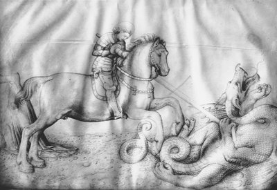 圣乔治，1450（皮革上的墨水） 作者 雅各布·贝里尼（Jacopo Bellini）