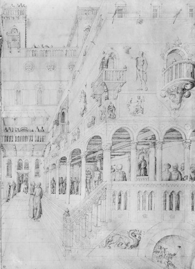 鞭挞，来自Jacopo Bellini的绘画专辑（牛皮纸上的笔和墨水） 作者 雅各布·贝里尼（Jacopo Bellini）