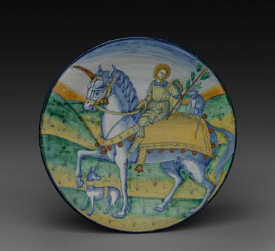 盘子：男子骑着独角兽，约1510年。 作者 雅各布·卡法乔洛