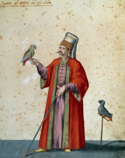 与鹦鹉一起迎接伟大的塞利姆，雅格布·利戈齐（Jacopo Ligozzi，1547-1627 年）的画作 作者 雅各布·利戈齐（Jacopo Ligozzi）