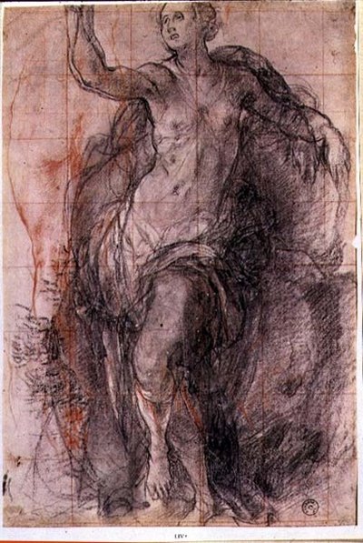 松弛的女性形象研究（粉笔画） 作者 雅各布·蓬托尔莫