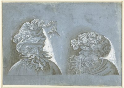两个带头套的男人头像 戴着外星人头饰的男人头像（系列标题） 作者 Jacopo Ripanda（归因于）