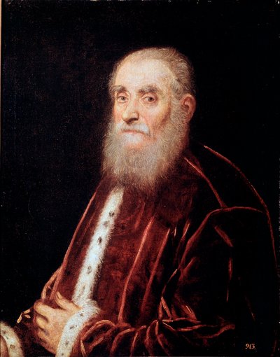 Jacopo Robusti dit Tintoretto的威尼斯人参议员绘画肖像 作者 雅各布·罗布斯提·丁托列托