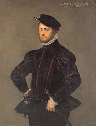 一名年轻男子的肖像，1554年，2254年 作者 Jacopo Robusti Tintoretto