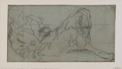 斜倚男性图，1560-9（粉笔在纸上） 作者 雅各布·罗布斯提·丁托列托