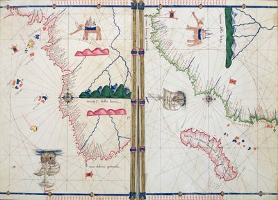 Ital 550.0.3.15 fol.4v-5r非洲地图和好望角，来自&39;Carte Geografiche&39; 作者 Jacopo Russo