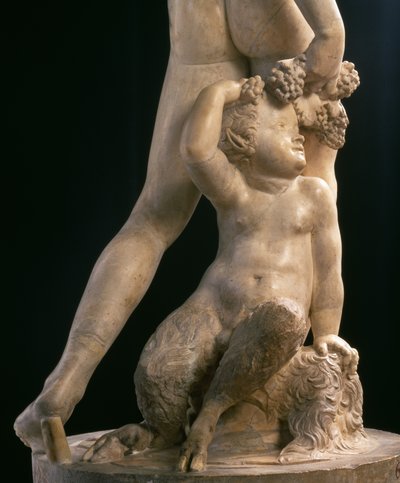 Bacchus，下半部分细节，Jacopo Sansovino (1486-1570) 的雕塑（大理石）（另见 79847） 作者 哈科波·桑索维诺（Jacopo Sansovino）