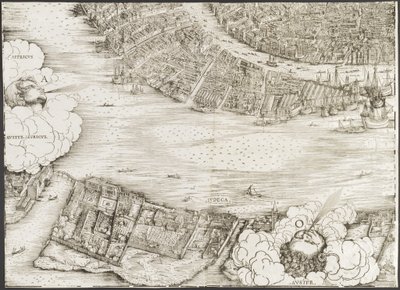 威尼斯的景色[左下角街区]，1500年。 作者 雅各布·德·巴巴里