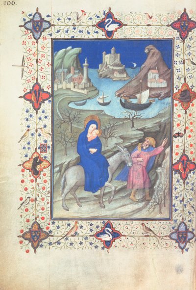 飞往埃及的11060-61号女士，来自“浆果公爵的非常好时光”，c.1409 作者 雅克·德·赫斯丁