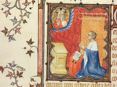 Lat 18014 Jean of France（1340-1416）Berry Duke of Berry祈祷永恒之父，来自Berry公爵的小时，c.1385-90 作者 雅克·德·赫斯丁