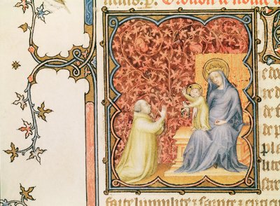 Lat 18014 Jean de France（1340-1416）Berry Duke of the Virgin of Virgin and Child，来自Les Petites Heures de Duc de Berry，c.1385-90 作者 雅克·德·赫斯丁