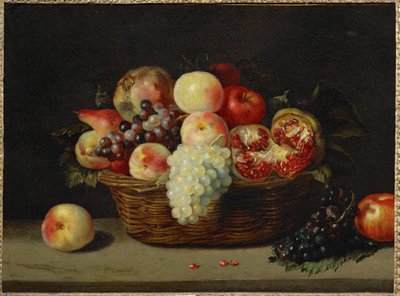 Panier de grenade, peches et raisins - 装有石榴、桃子和葡萄的篮子... 作者 雅克（致）利纳德