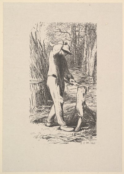 樵夫制作柴草，1853年。 作者 雅克·阿德里安·拉维耶