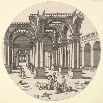 透视图，伊希斯神庙，1551年。 作者 Jacques Androuet Du Cerceau