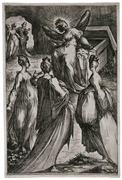 坟墓中的圣女，1613-16（蚀刻和雕刻） 作者 雅克·贝兰芝