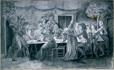 大革命期间的婚宴 雅克-贝尔托（1745-1818年）的绘画作品 巴黎。 作者 雅克·贝托（Jacques Bertaux）