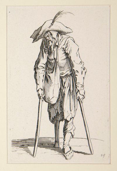 木腿乞丐，选自《乞丐》（Le mendiant a la jambe de bois） 作者 Jacques Callot