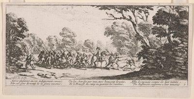 发现罪犯》，插图，选自《战争的大悲惨》（Les Grandes misères de la guerre）。 作者 雅克·卡洛