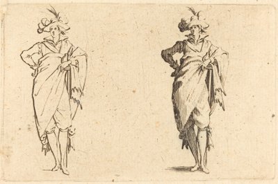 绅士从正面看，手放在臀部，约1622年。 作者 雅克·卡洛