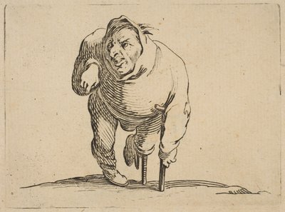 LEstropie a la拐杖和La Jambe de Bois带拐杖和木制...子的Cri子，1616-22。 作者 雅克·卡洛