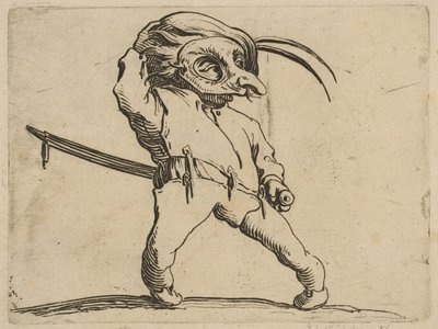 LHommeMasquéaux Jambes用折弯的腿折弯蒙面男子，来自Varie Figure ...，1616-22。 作者 雅克·卡洛