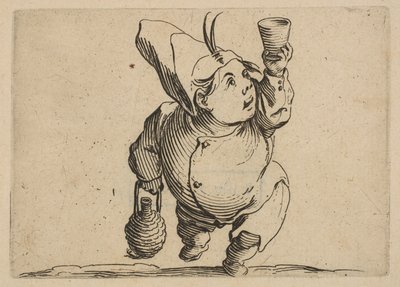 Le Beveur vu de Face The Drinker从正面看，来自Varie Figure Gobbi，西装...，1616-22。 作者 雅克·卡洛