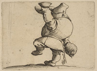 Le Buveur Vu de Dos 饮酒者从背后看到的，来自Varie Figure Gobbi, suite appe...，1616-22。 作者 雅克·卡洛