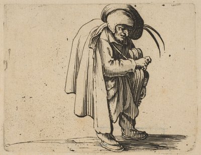 Le Jouer de Vielle The Hurdy-Gurdy Player, from Varie Figure Gobbi, suite called aus..., 1616-22。 作者 雅克·卡洛