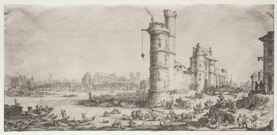 巴黎的两大景观：新桥景观，1628年至1630年。 作者 雅克·卡洛