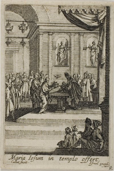 圣母玛利亚在圣殿中献上基督》，选自《圣母生平 作者 Jacques Callot