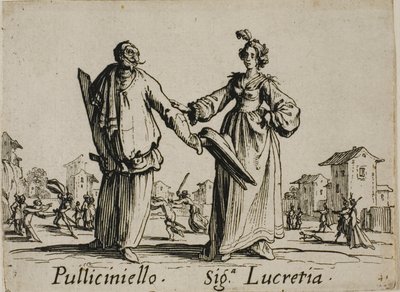Pulliciniello - Signora Lucretia，《Balli di Sfessania》第 9 版 作者 雅克·卡洛