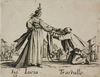 Signora Lucia - Trastullo，图版 21，选自 Balli di Sfessania 作者 雅克·卡洛