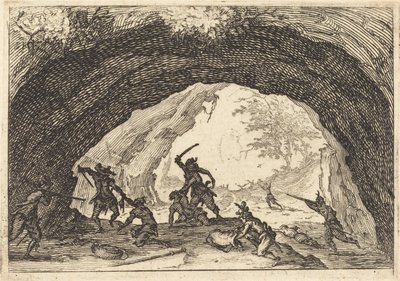 士兵攻击强盗，约1617年。 作者 雅克·卡洛