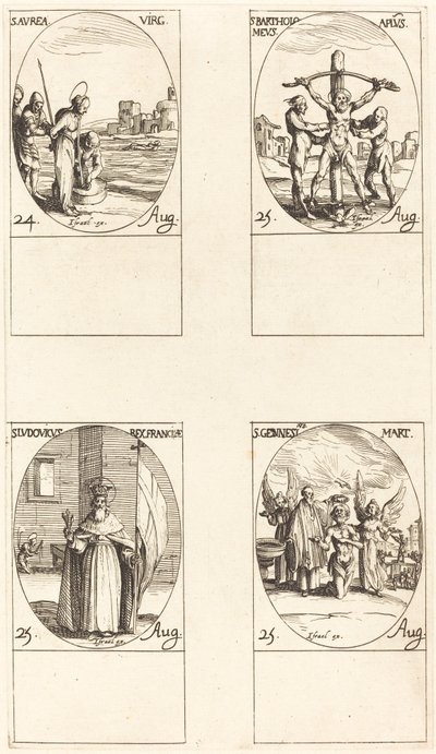 圣奥拉；圣巴托洛缪；圣路易斯；圣吉尼修斯 作者 Jacques Callot