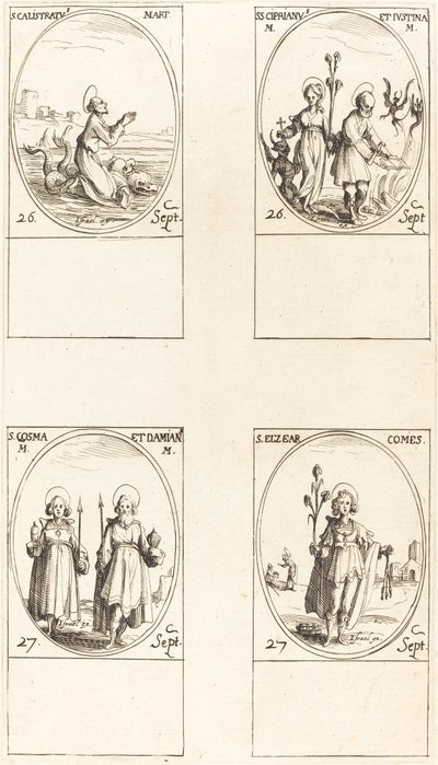 圣卡里斯特拉图斯；圣塞浦路斯和朱斯蒂纳；圣科穆斯和达米安；圣埃尔泽尔，伯爵 作者 雅克·卡洛