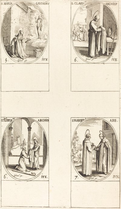 圣玛丽亚-高迪奥鲁; 圣克拉迪乌斯; 圣诺贝特; 圣罗伯特 作者 Jacques Callot