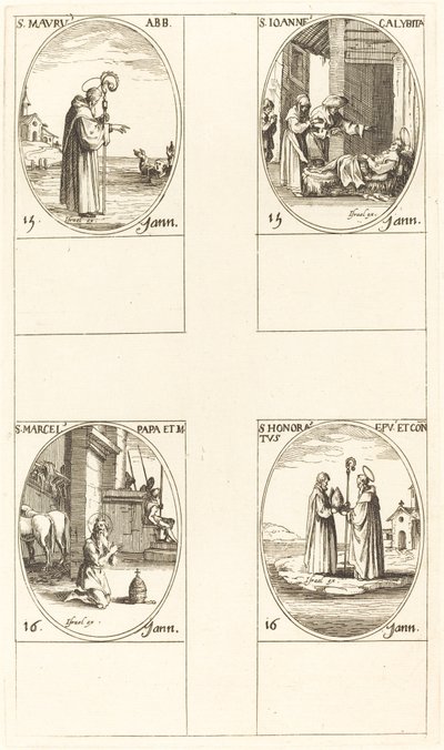 圣莫鲁斯；圣约翰-卡利比特；圣马塞勒斯；圣奥诺拉图斯 作者 Jacques Callot