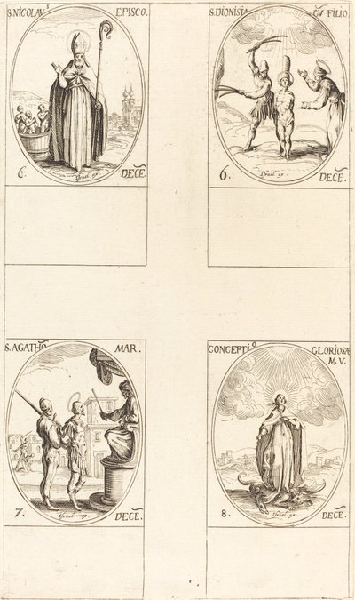 圣尼古拉；圣狄奥尼西娅父子；圣阿加莎；圣母怀胎 作者 Jacques Callot