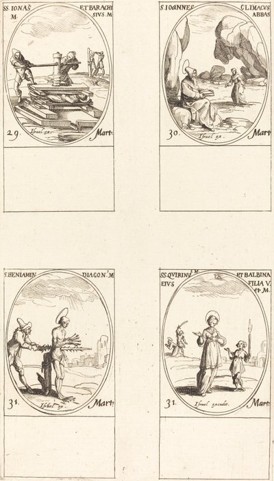 Sts. Jonas & Barachisius；St. John Climacus, Abbot；St. Benjamin；Sts.Quirinus & Bal 作者 雅克·卡洛