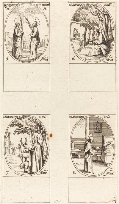 Sts. Philoteus and Theotimus, St. Leonard, St. Florentinus, St. Godfrey. 作者 雅克·卡洛